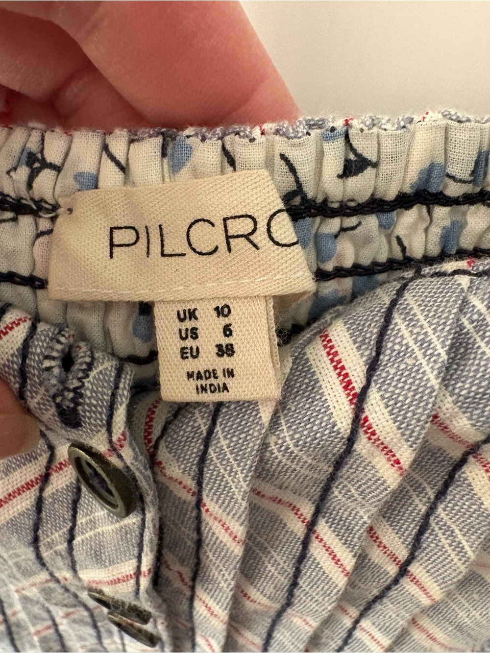 Pilcro Blue and White Patchwork Midi Dress - Picture 12 of 13